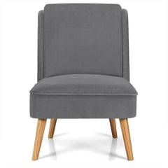 Velvet Accent Armless Side Chair with Rubber Wood Legs for Bedroom