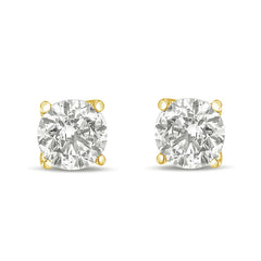 14K White Gold 1.0 Cttw Round Brilliant Cut Lab Grown White Diamond 4-Prong Classic Solitaire Stud Earrings (F-G Color, VS1-VS2 Clarity)