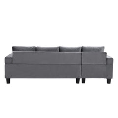 Modern Sectional Sofa Set with L Shape Chaise Lounge and Storage in Grey Velvet Fabric