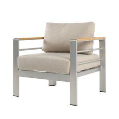 Cora - Outdoor Aluminum Club Chair - Silver / Beige