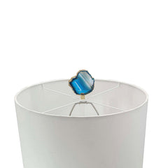 15x29.5 Blue and White Agate Slice Table Lamp with Marble Base