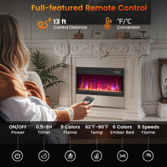 18/23/26 Inch 1500W Electric Fireplace Insert with Remote Control-23 inches