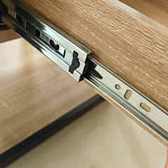 1 Piece Modern End Table with Drawer - Natural Wood & Tempered Glass