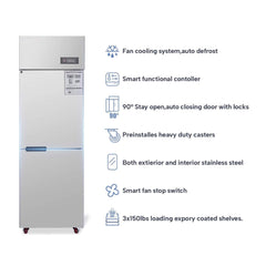 24-Inch Commercial 15 Cu.Ft Stainless Steel Reach-In Refrigerator With Two Split Doors (SAK67230)