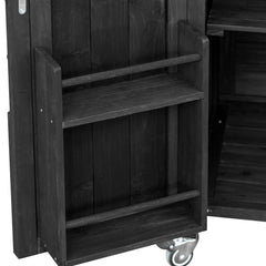 K&K Outdoor Kitchen Island with Rolling Bar Cart and Storage Cabinet
