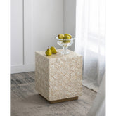 14x14x18' Square Capiz Stool, Cream