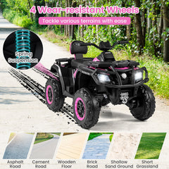 24V Kids ATV 2-Seater with 4 Motors with LED Lights and Music