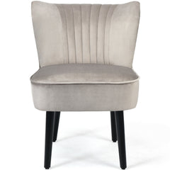 Set of 2 Upholstered Modern Leisure Club Chairs with Solid Wood Legs
