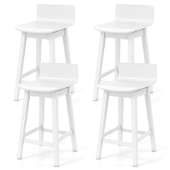 24.5 Inch Swivel Wooden Bar Stools Set of 4 with Rubber Wood Legs and Low Back