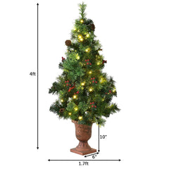 LED Christmas Tree with Red Berries Pine Cones