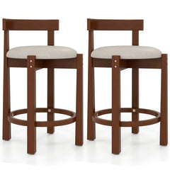 24 Inch Counter Height Bar Stools Set of 2 with Backrests and Footrests-Beige