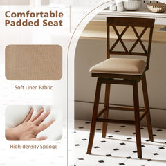 24 Inch Counter Height Barstools Set of 4 with Backrest and Upholstered Seat Cushion