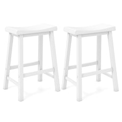 Set of 2 24 Inch Counter Height Stools with Solid Wood Legs