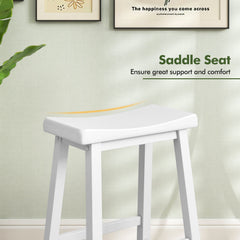 Set of 2 24 Inch Counter Height Stools with Solid Wood Legs