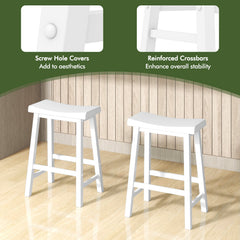 Set of 2 24 Inch Counter Height Stools with Solid Wood Legs