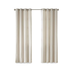 Plaid Rod Pocket and Back Tab Curtain Panel with Fleece Lining Natural 50x84"