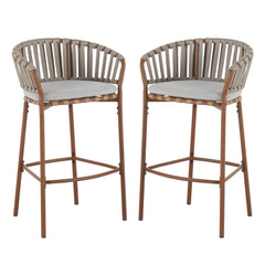 Lodi Outdoor Metal Rope Barstool Set of 2