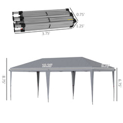 Outsunny 10' x 20' Pop Up Canopy Tent Heavy Duty Steel Frame Gray