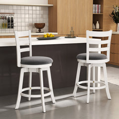 25"/30.5" Swivel Barstools Set of 2 360° Rotating Bar/Counter Height Chairs with Upholstered Seat