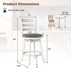 25"/30.5" Swivel Barstools Set of 2 360° Rotating Bar/Counter Height Chairs with Upholstered Seat
