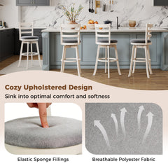 25"/30.5" Swivel Barstools Set of 2 360° Rotating Bar/Counter Height Chairs with Upholstered Seat