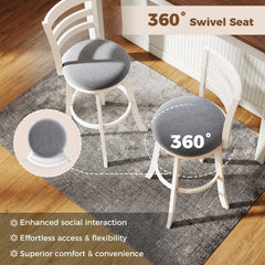 25"/30.5" Swivel Barstools Set of 2 360° Rotating Bar/Counter Height Chairs with Upholstered Seat