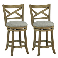 25/30 Inch Swivel Bar Stools Set of 2 with Backrests and Wood Frame