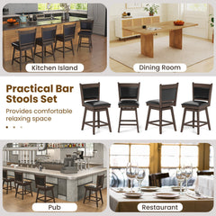 25/29 Inch Padded Bar Stools Set of 2 with Swivel Seat and Footrest