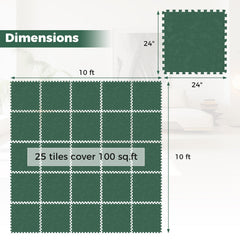 25 Pack-100 Sq.Ft. Foam Floor Tiles Interlocking Carpet Tiles with Edge Borders