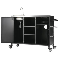 K&K 55.5' Outdoor Kitchen Island with 304 Stainless Steel Sink