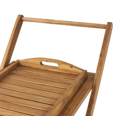 Riviera Bar Cart Natural Stained Acacia Wood Mobile Bar Cart