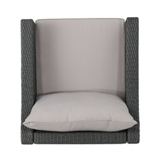 Outdoor Wicker Club Chairs Set of 2 with Water-Resistant Cushions