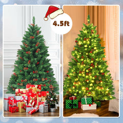 4.5 Feet Pre-lit Hinged Christmas Tree with 300 LED Lights