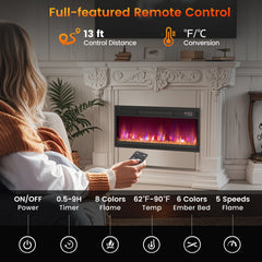 18/23/26 Inch 1500W Electric Fireplace Insert with Remote Control-26 inches