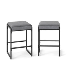 26 inch Bar Stools Set of 2 Counter Height Barstools with Faux Leather Upholstered Seat