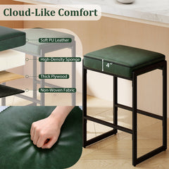 26 inch Bar Stools Set of 2 Counter Height Barstools with Faux Leather Upholstered Seat