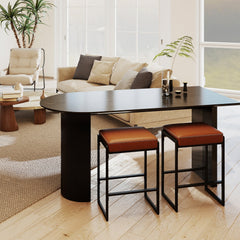 26 inch Bar Stools Set of 4 Counter Height Barstools with Faux Leather Upholstered Seat