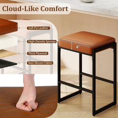 26 inch Bar Stools Set of 4 Counter Height Barstools with Faux Leather Upholstered Seat