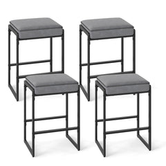 26 inch Bar Stools Set of 4 Counter Height Barstools with Faux Leather Upholstered Seat