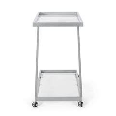 Modern Z-Shaped Bar Cart with Tempered Glass Shelves