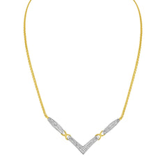 14K Yellow and White Gold 2.0 Cttw Princess Cut Diamond Flared and X-Station V Shaped 18†Franco Chain Statement Necklace (H-I Color, SI2-I1 Clarity)