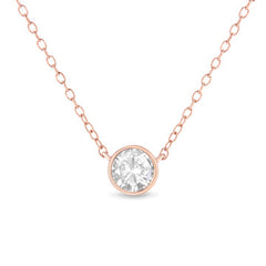.925 Sterling Silver 1/2 Cttw Diamond Bezel 18" Pendant Necklace (I-J Color, I2-I3 Clarity)