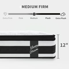 12 Inch King Size Hybrid Mattress with 7-Zoned Memory Foam and Pocket Springs