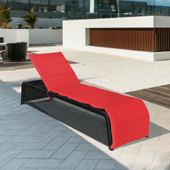 Patio Rattan Lounge Chair Back Adjustable Chaise Recliner with Cushioned-Red
