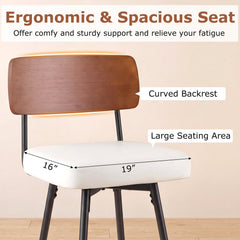 27 Inch Padded Counter Barstools Set of 2 with Metal Legs