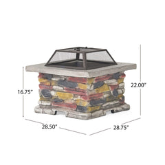 Alora 28-Inch Premium Outdoor Wood Burning Magnesium Oxide Fire Pit With Lid (SAK75214)