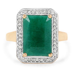 5.71 Carat Dyed Emerald and White Diamond 14K Yellow Gold Ring