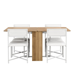 TOPMAX Modern Compact 63-inch 5-Piece Extendable Dining Table Set