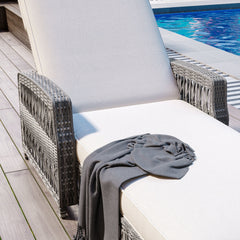 GO Outdoor Long Reclining Chaise with Cushions