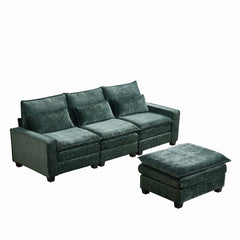 Modern Comfy Chenille L Shaped Sectional Sofa with Movable Ottoman